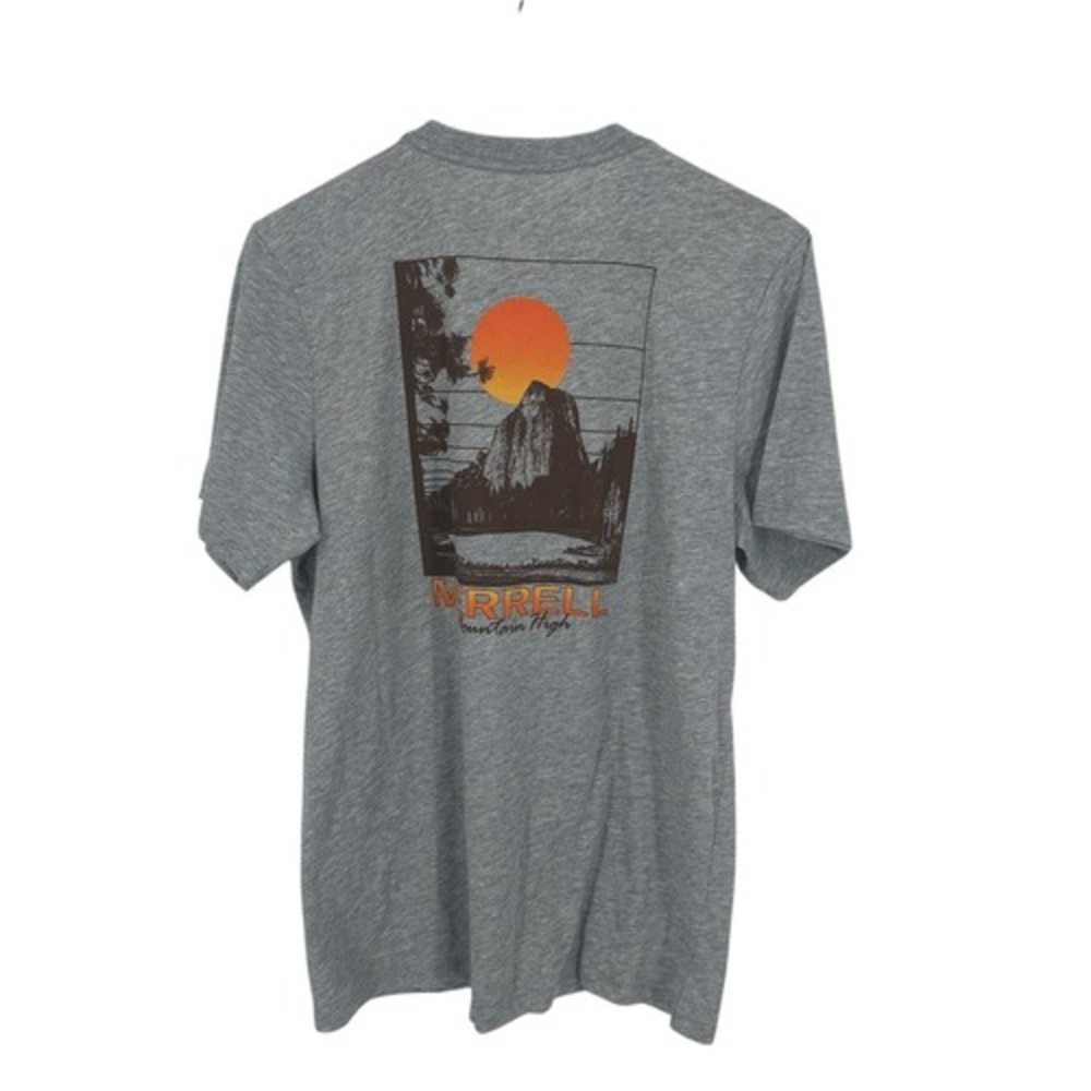 Merrell T-Shirt Men Medium Grey Heather Mono Mtn Tee Organic Cotton Mountain NWT - Picture 6 of 8